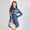 【袖子可收起】罗蒙夏季连衣裙女士休闲百搭时尚衬衫裙时髦格纹收腰显瘦裙子 商品缩略图3