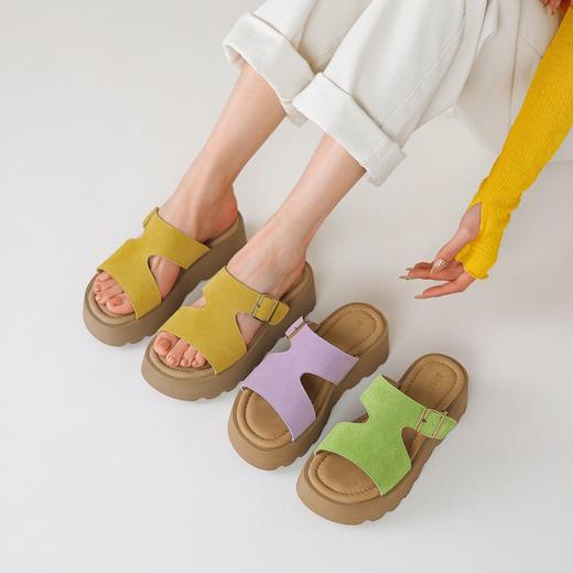 【2025夏季新款拖鞋】厚底高级感拖鞋时尚露趾多巴胺沙滩软底拖鞋-BB 商品图7