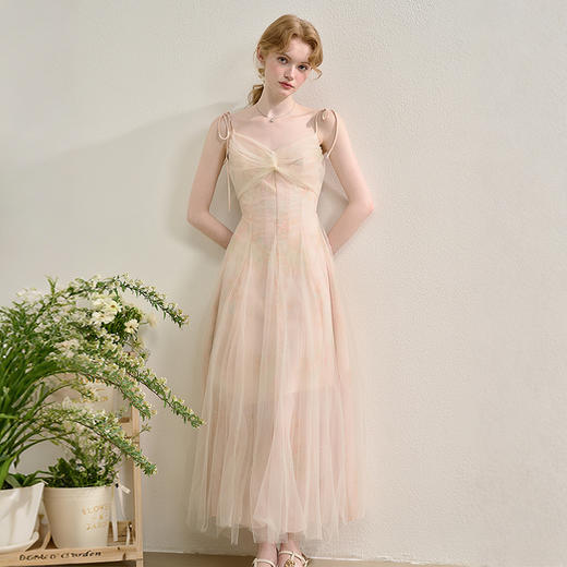 【仙气飘飘】法式浪漫设计感罩纱连衣裙女2025夏季碎花吊带裙H0050816 商品图4