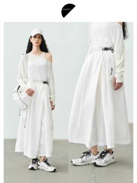 半圆/25123339/松紧腰白色宽松裤子女裙裤