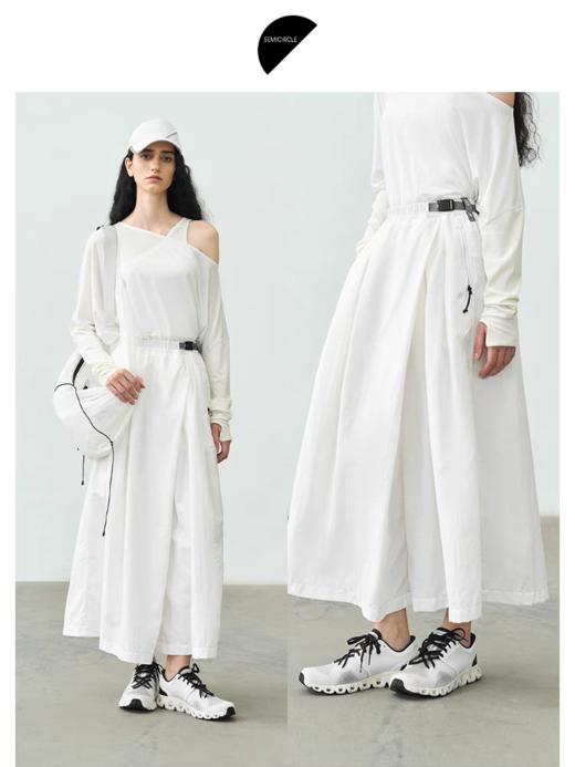 半圆/25123339/松紧腰白色宽松裤子女裙裤 商品图0