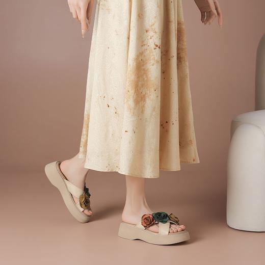 【头层牛皮】厚底手工花朵拖鞋女夏季名族风轻便外穿凉拖-BB 商品图9