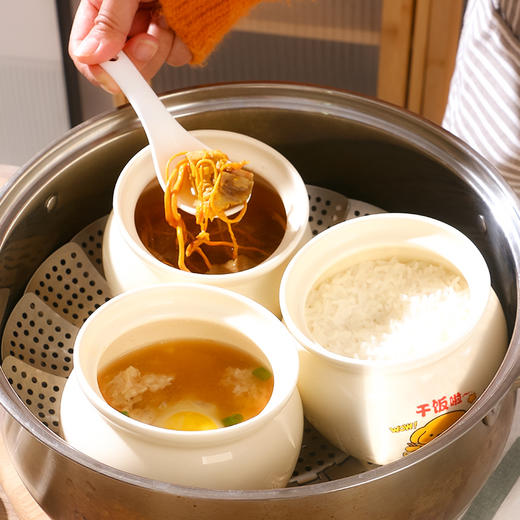 【奶黄汪酱炖罐】陶瓷瓦罐炖盅家用隔水炖煨汤带盖汤盅蒸蛋辣椒罐轻食 商品图3