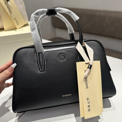 F627 山下有松循迹胎牛皮保龄球包波士顿手提包 商品图0