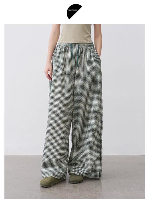 半圆/15313036/休闲宽松格子阔腿直筒裤 商品图0
