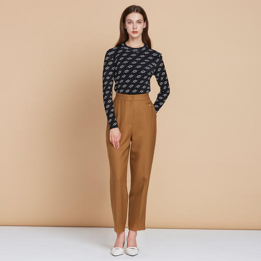 EITIE爱特爱冬季新款通勤百搭显瘦100%绵羊毛毛呢裤子7605303 商品图2