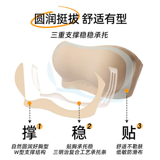 好奇蜜斯防滑无肩带内衣女小胸聚拢外扩显大抹胸罩粉底液文胸夏薄  布琪 商品图4
