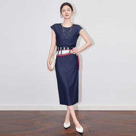 「高货wl」全新升级【铂金会员358/天猫479/差价121】(99546)洛诗琳2025设计感拼丝巾绑带打结上衣包臀半身裙两件套女