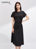 【慵懒随性】阿菁娜亚麻立体捏褶收腰短袖连衣裙F30X212058 商品缩略图1