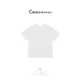 COCO ZONE 刘一一 【100亚麻】显瘦纯色V领短袖T恤 CD2A0383