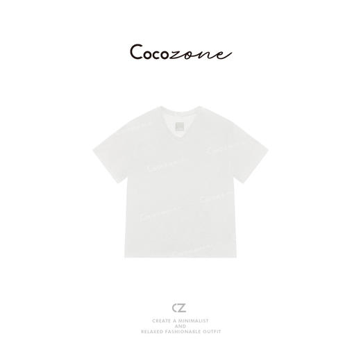 COCO ZONE 刘一一 【100亚麻】显瘦纯色V领短袖T恤 CD2A0383 商品图0