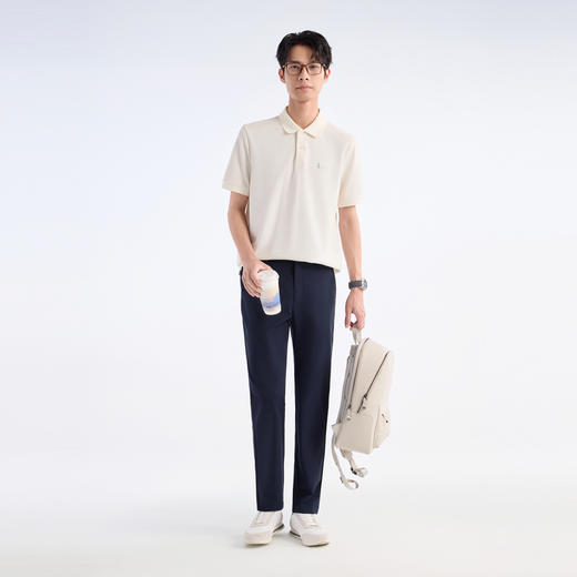 九牧王 轻松POLO衫 夏白色扁机领标准版短袖POLO衫 JT2E20110 商品图1