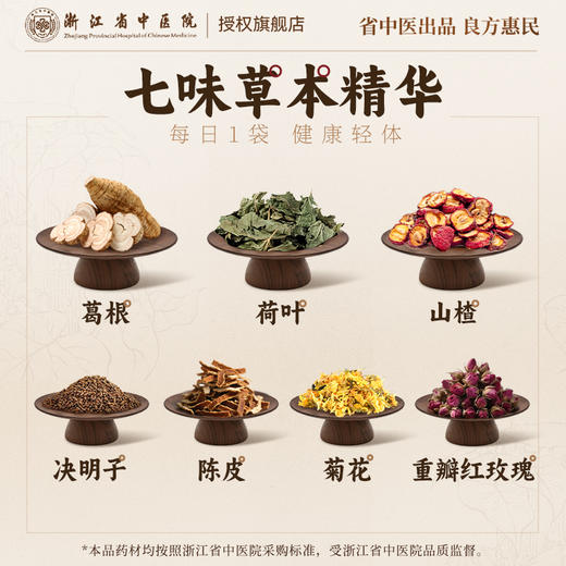 【清心湖专卖】浙江省中医院葛根荷叶山楂饮/荷叶金银花茯苓饮/乌梅荷叶饮   独立茶包 方便卫生 可煮可泡 药食同源 认准官方正品 谨防假冒 商品图3