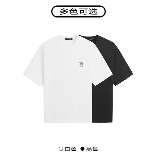 GXG男装 【新品推荐】24夏季新品双色休闲简约撞色印花圆领短袖t恤男 商品图3