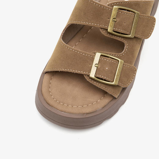 西遇厚底凉拖鞋女夏季外穿新款复古一字拖鞋小个子增高勃肯鞋D0956666 商品图5