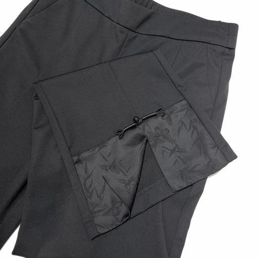 夏季款韩版后松紧腰轻国风脚口开叉拼接缎面印花微喇叭裤    AC-5K7218 商品图8