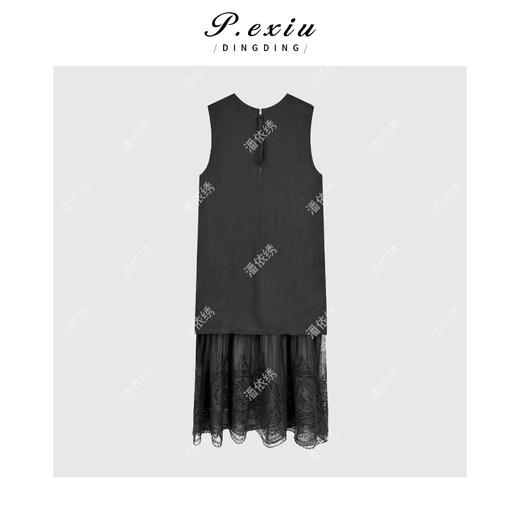 PanYiXiu/潘依绣【浪漫序曲】100%亚麻拼接蕾丝假两件连衣裙W-63221 商品图1