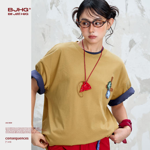 BJHG不计后果 贴贴凉感速干t恤男生上衣夏季美式街头潮流情侣短袖 商品图1