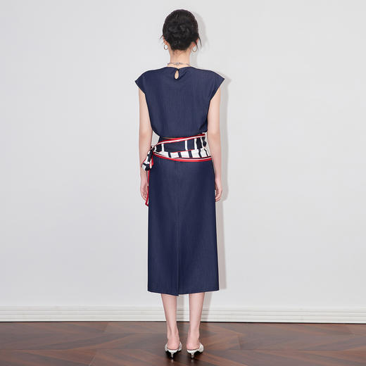 「高货wl」全新升级【铂金会员358/天猫479/差价121】(99546)洛诗琳2025设计感拼丝巾绑带打结上衣包臀半身裙两件套女 商品图1