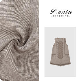 100%亚麻双面绣镂空勾花高级感连体裤W-63200