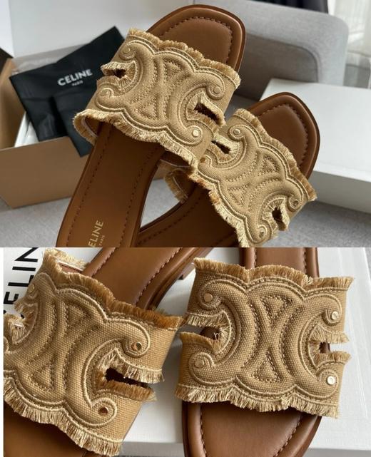 凯旋门牛仔猫须纯皮鞋拖 商品图5