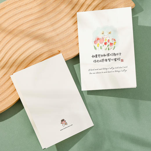 买一送一  治愈系贺卡 中英文对照形式  把生活的褶皱熨成一句轻笑，邮寄给世界的温柔 商品图1