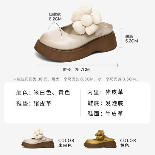 【里外全皮】包头花朵拖鞋25夏新款百搭松糕底超轻凉拖鞋-BB 商品图3
