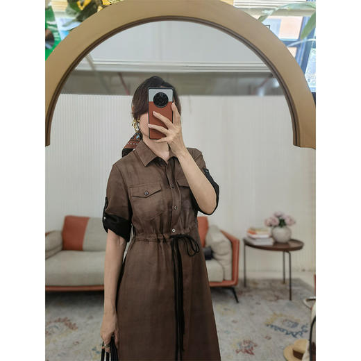 【贝拉推荐】柞蚕丝香云纱非遗工艺 斜纹绸柞蚕丝连衣裙 大气通勤工装风 挺括不易皱 商品图4