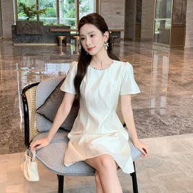 奢姿大码女装2026夏季重工钉珠设计时尚连衣裙胖妹妹减龄圆领裙子9952853410