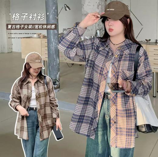 【诗铭洛可】W1118格子宽口袋衬衫显瘦色织格A6-2/A7-2/A8-2 商品图0