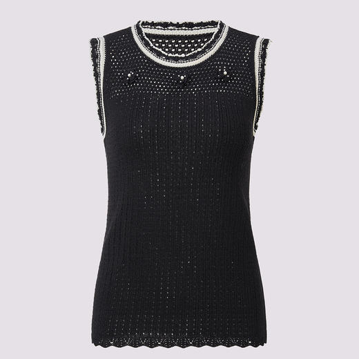 精致优雅感黑白撞色边针织25春季显瘦上衣女(货号:MS86SW040A9003) 商品图3