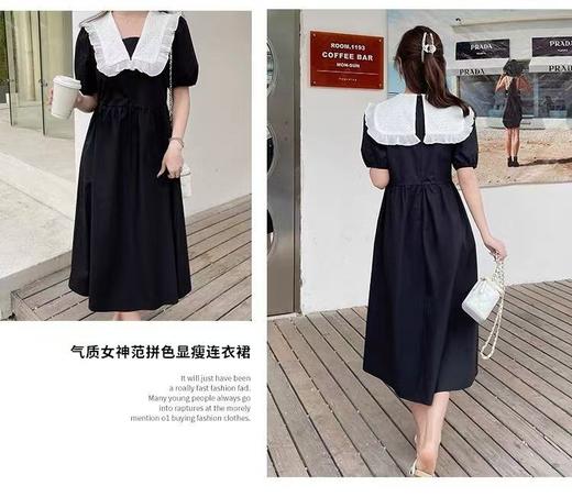 【诗铭洛可】XC409连衣裙设计感拼重工刺绣娃娃领裙子B18-3 商品图2