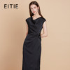 EITIE爱特爱法式荡领连肩袖百搭腰部扭结褶皱连衣裙2025夏季新款B2507664 商品缩略图0