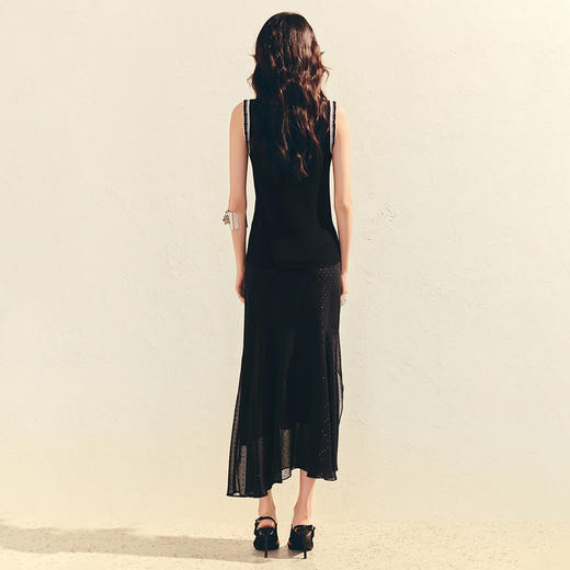 精致优雅感黑白撞色边针织25春季显瘦上衣女(货号:MS86SW040A9003) 商品图4