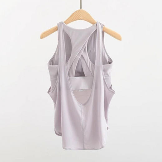 【新款运动背心】健身内衣无袖瑜伽服 美背宽松带胸垫无袖上衣  商品图7