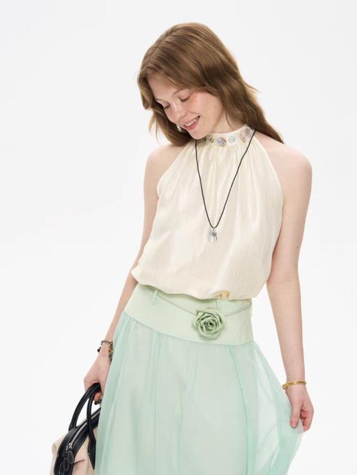 local tag/It25ssk57/ 月光海滩贝扣装饰无袖挂脖上衣 商品图0