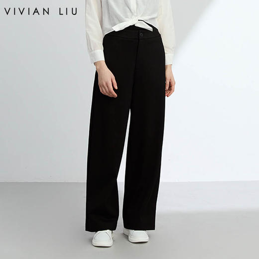 VIVIAN LIU R2457506 25春季新款斜插兜腰部前拉链直筒休闲长裤 商品图0