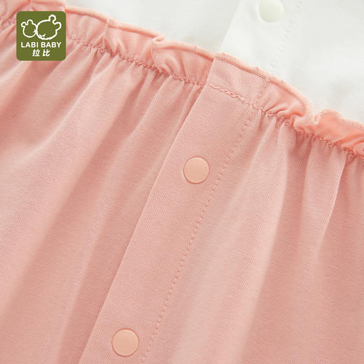 拉比-童衣类（夏）I5精致花边全开连体衣玫瑰红059 商品图4