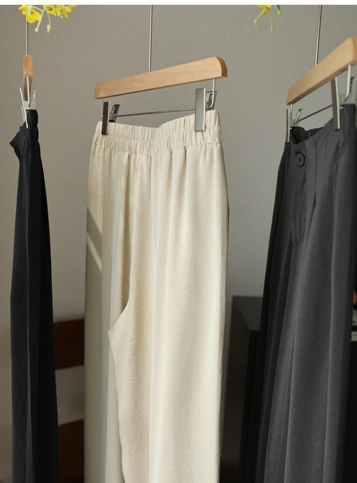 【三伏天不热！很薄！又软又垂】2025超凉爽休闲直筒裤高腰遮胯显瘦宽松阔腿西裤女夏裤！ 商品图7