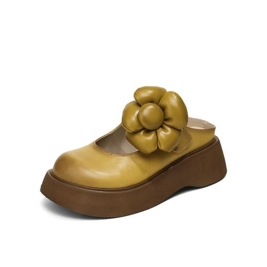 【里外全皮】包头花朵拖鞋25夏新款百搭松糕底超轻凉拖鞋-BB 商品图9