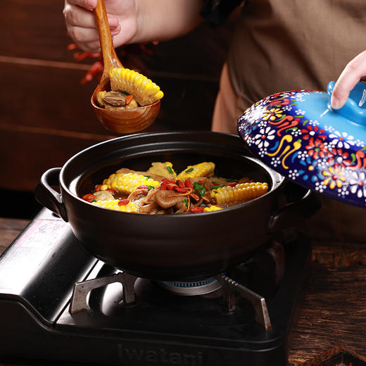 【景泰蓝唐味煲】陶煲王中式手绘陶瓷煲砂锅烹饪明火耐高温炖锅沙锅釉下堆彩 商品图2