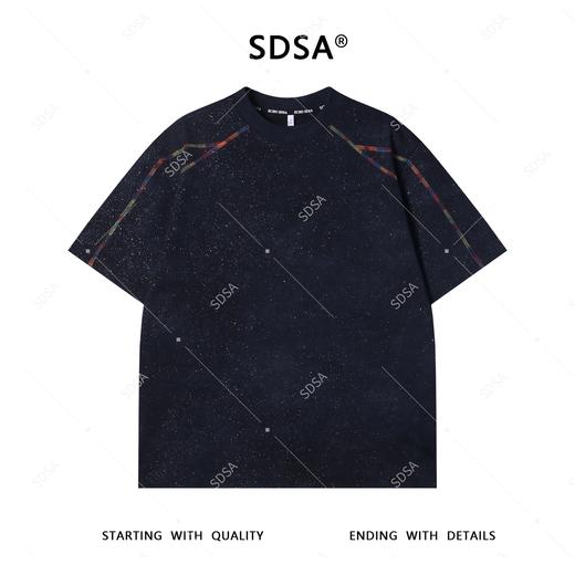 T3877夏季高级感新款男士简约彩色缝线设计短袖T恤满天星宽松圆领上衣 商品图1