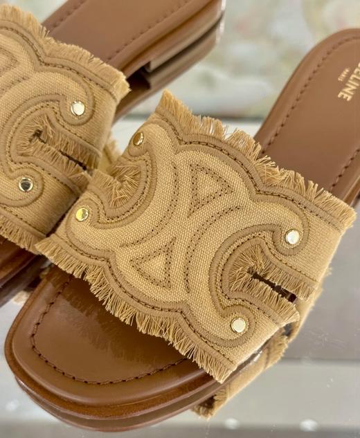 凯旋门牛仔猫须纯皮鞋拖 商品图8