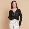 EITIE爱特爱网眼V领显瘦短款长袖针织罩衫纯色百搭2025夏季新款B2501608 商品缩略图2