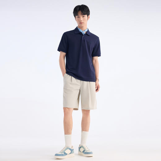 九牧王 凉感POLO衫 夏藏青扁机领标准版短袖POLO衫 JT2E20270 商品图1