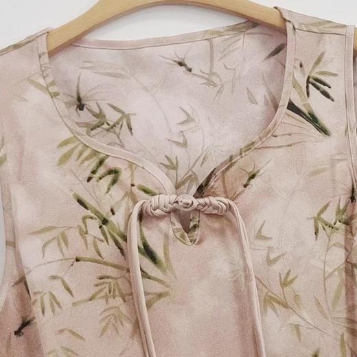 薇薇安刘A2534103 夏季女装新款圆领盘扣竹影印花无袖中式连衣裙 商品图2