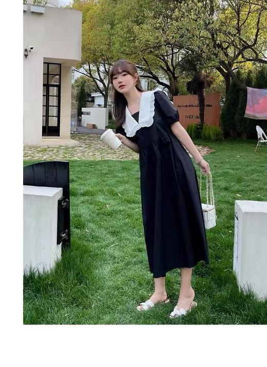 【诗铭洛可】XC409连衣裙设计感拼重工刺绣娃娃领裙子B18-3 商品图3