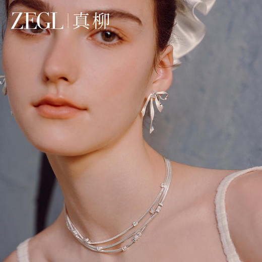 ZEGL真柳设计师Ribbon丝带系列蝴蝶结耳环女新款爆款耳钉流苏耳饰 商品图2