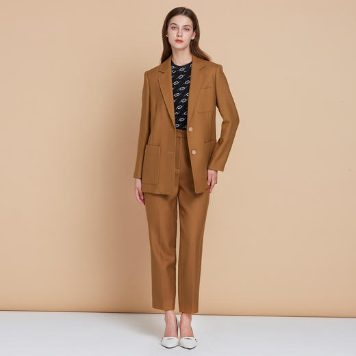 EITIE爱特爱冬季新款气质通勤修身显瘦干练100%绵羊毛毛呢西装外套603301 商品图2