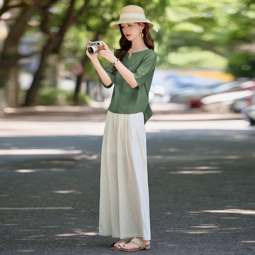 复古刺绣休闲，宽松上衣+阔腿裤两件套HR-YLFS9015 商品图2